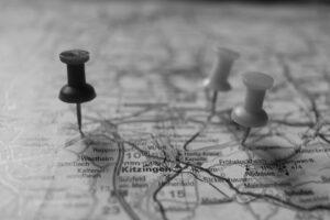 Map of a city with multiple location pins